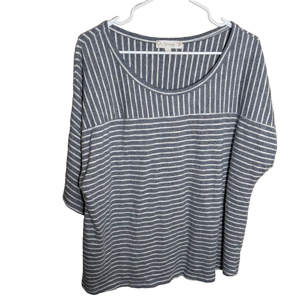 Weekend by Suzanne Betro T-Shirt Women's 3x Round Neck Short Sleeve Striped Top